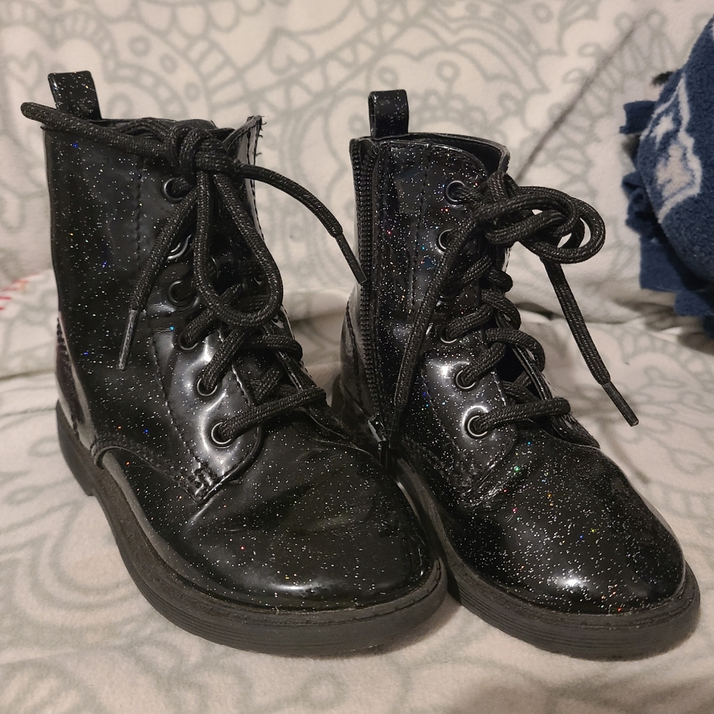 Rainbow glitter combat boots